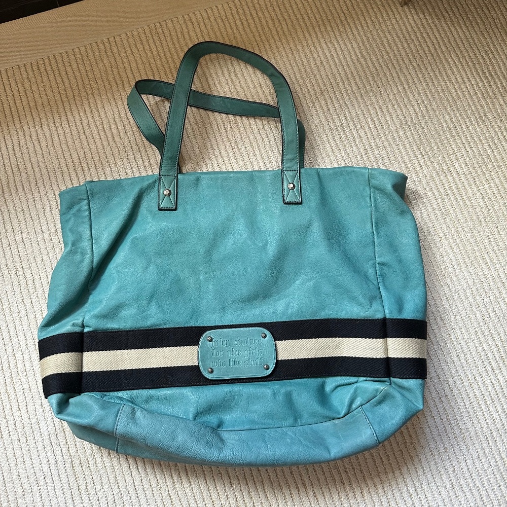 Juicy Couture Teal Leather Tote Bag